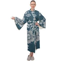 Flowers Design Floral Pattern Stems Plants Maxi Velour Kimono