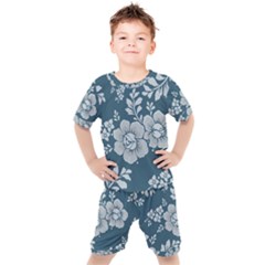 Flowers Design Floral Pattern Stems Plants Kids  Tee And Shorts Set