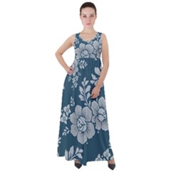 Flowers Design Floral Pattern Stems Plants Empire Waist Velour Maxi Dress