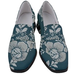 Flowers Design Floral Pattern Stems Plants Women s Chunky Heel Loafers