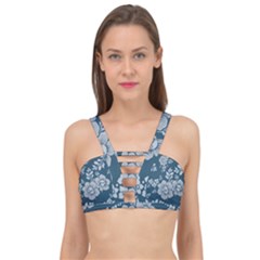 Flowers Design Floral Pattern Stems Plants Cage Up Bikini Top