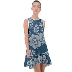 Flowers Design Floral Pattern Stems Plants Frill Swing Dress