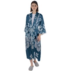 Flowers Design Floral Pattern Stems Plants Maxi Satin Kimono