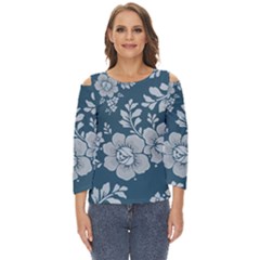 Flowers Design Floral Pattern Stems Plants Cut Out Wide Sleeve Top