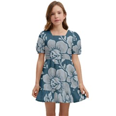 Flowers Design Floral Pattern Stems Plants Kids  Short Sleeve Dolly Dress