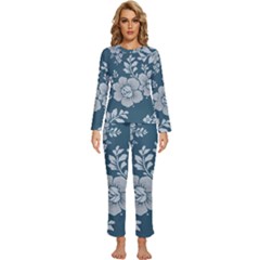 Flowers Design Floral Pattern Stems Plants Womens  Long Sleeve Lightweight Pajamas Set