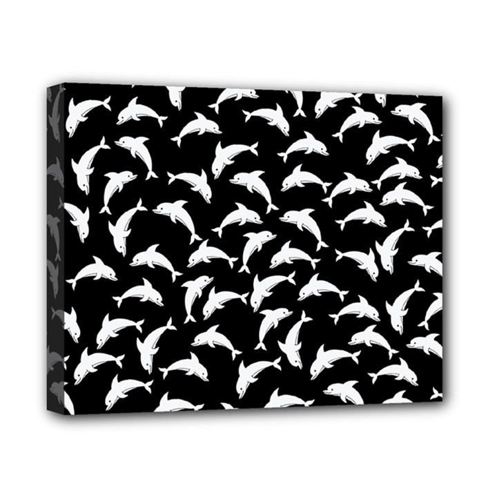 Dolphins Fish Pattern Ocean Sea Fins Aquatic Canvas 10  x 8  (Stretched)