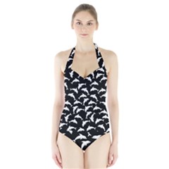 Dolphins Fish Pattern Ocean Sea Fins Aquatic Halter Swimsuit