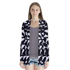 Dolphins Fish Pattern Ocean Sea Fins Aquatic Drape Collar Cardigan