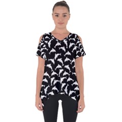 Dolphins Fish Pattern Ocean Sea Fins Aquatic Cut Out Side Drop Tee