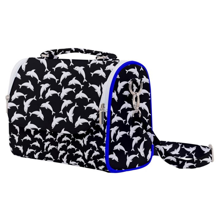 Dolphins Fish Pattern Ocean Sea Fins Aquatic Satchel Shoulder Bag