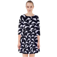 Dolphins Fish Pattern Ocean Sea Fins Aquatic Smock Dress