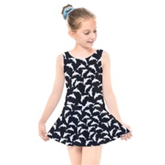 Dolphins Fish Pattern Ocean Sea Fins Aquatic Kids  Skater Dress Swimsuit