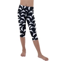 Dolphins Fish Pattern Ocean Sea Fins Aquatic Kids  Lightweight Velour Capri Leggings 