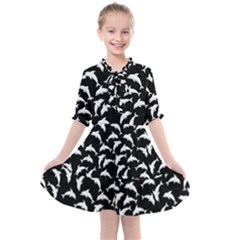 Dolphins Fish Pattern Ocean Sea Fins Aquatic Kids  All Frills Chiffon Dress by Jancukart