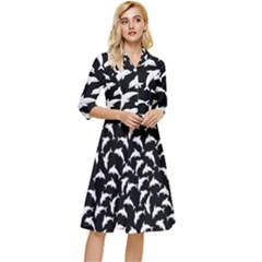 Dolphins Fish Pattern Ocean Sea Fins Aquatic Classy Knee Length Dress