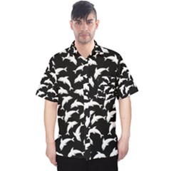 Dolphins Fish Pattern Ocean Sea Fins Aquatic Men s Hawaii Shirt