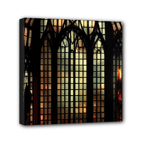 Stained Glass Window Gothic Haunted Eerie Mini Canvas 6  X 6  (stretched) by Jancukart