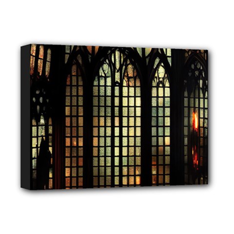 Stained Glass Window Gothic Haunted Eerie Deluxe Canvas 16  X 12  (stretched)  by Jancukart