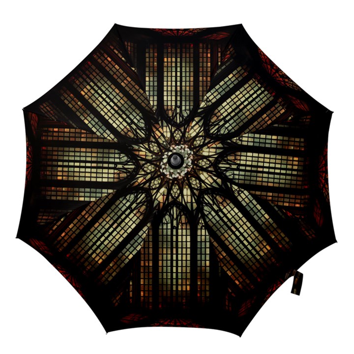 Stained Glass Window Gothic Haunted Eerie Hook Handle Umbrellas (Medium)