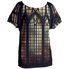 Stained Glass Window Gothic Haunted Eerie Women s Oversized Tee by Jancukart