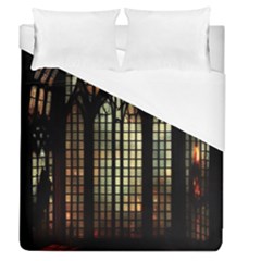 Stained Glass Window Gothic Haunted Eerie Duvet Cover (queen Size) by Jancukart