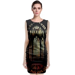 Stained Glass Window Gothic Haunted Eerie Classic Sleeveless Midi Dress by Jancukart