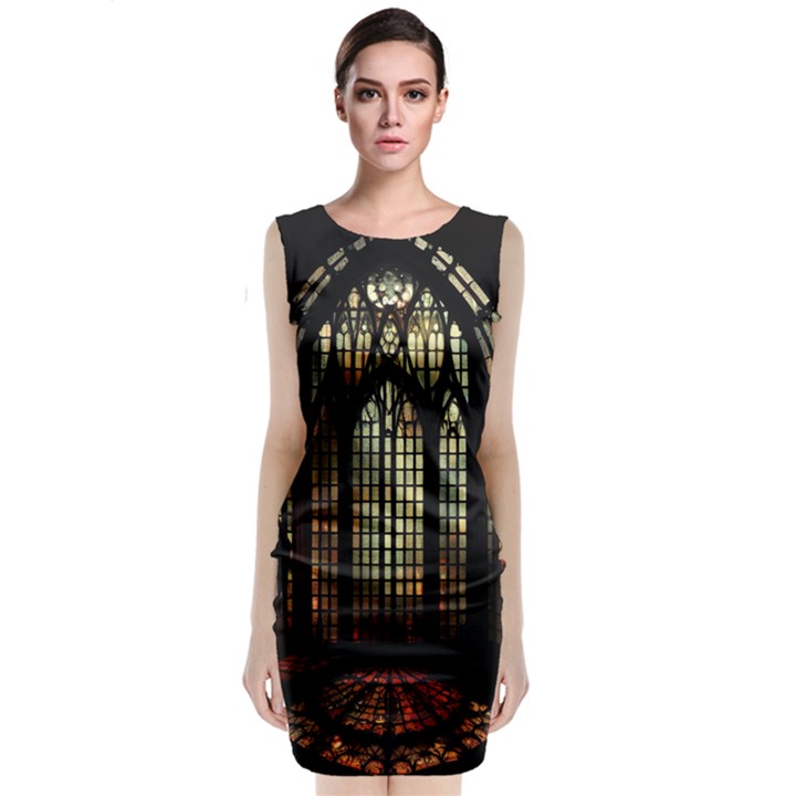 Stained Glass Window Gothic Haunted Eerie Classic Sleeveless Midi Dress