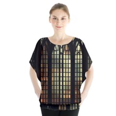 Stained Glass Window Gothic Haunted Eerie Batwing Chiffon Blouse