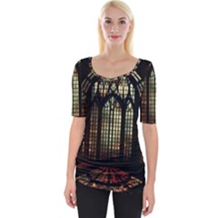 Stained Glass Window Gothic Haunted Eerie Wide Neckline Tee