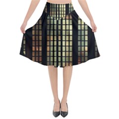 Stained Glass Window Gothic Haunted Eerie Flared Midi Skirt by Jancukart