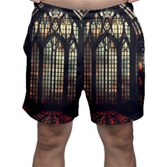 Stained Glass Window Gothic Haunted Eerie Men s Shorts by Jancukart