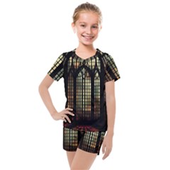 Stained Glass Window Gothic Haunted Eerie Kids  Mesh Tee And Shorts Set