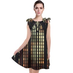 Stained Glass Window Gothic Haunted Eerie Tie Up Tunic Dress