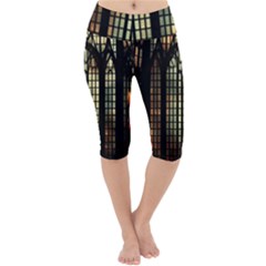 Stained Glass Window Gothic Haunted Eerie Lightweight Velour Cropped Yoga Leggings