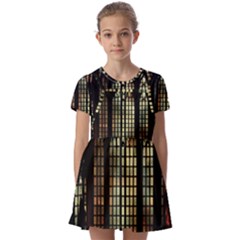 Stained Glass Window Gothic Haunted Eerie Kids  Short Sleeve Pinafore Style Dress