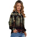 Stained Glass Window Gothic Haunted Eerie Women s Long Sleeve Button Down Shirt View3