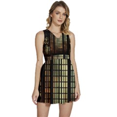 Stained Glass Window Gothic Haunted Eerie Sleeveless High Waist Mini Dress