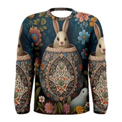 Easter Bunny Rabbit Flowers Easter Happy Easter Men s Long Sleeve Tee