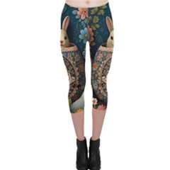 Easter Bunny Rabbit Flowers Easter Happy Easter Capri Leggings 