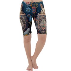 Easter Bunny Rabbit Flowers Easter Happy Easter Cropped Leggings 