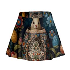 Easter Bunny Rabbit Flowers Easter Happy Easter Mini Flare Skirt