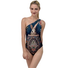 Easter Bunny Rabbit Flowers Easter Happy Easter To One Side Swimsuit