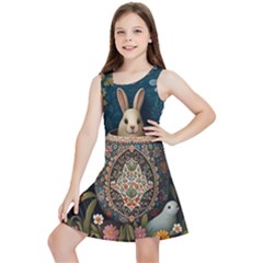 Easter Bunny Rabbit Flowers Easter Happy Easter Kids  Lightweight Sleeveless Dress by Jancukart