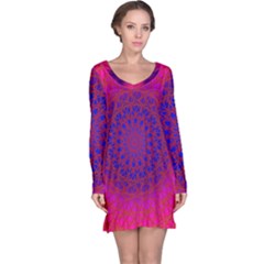 Geometric Pattern Line Art Kaleidoscope Symmetry Long Sleeve Nightdress