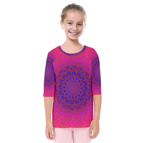 Geometric Pattern Line Art Kaleidoscope Symmetry Kids  Quarter Sleeve Raglan Tee by Jancukart