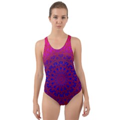 Geometric Pattern Line Art Kaleidoscope Symmetry Cut-out Back One Piece Swimsuit