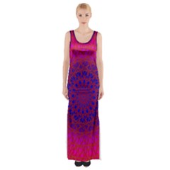 Geometric Pattern Line Art Kaleidoscope Symmetry Thigh Split Maxi Dress