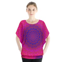 Geometric Pattern Line Art Kaleidoscope Symmetry Batwing Chiffon Blouse