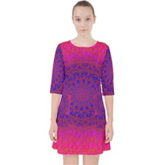 Geometric Pattern Line Art Kaleidoscope Symmetry Quarter Sleeve Pocket Dress